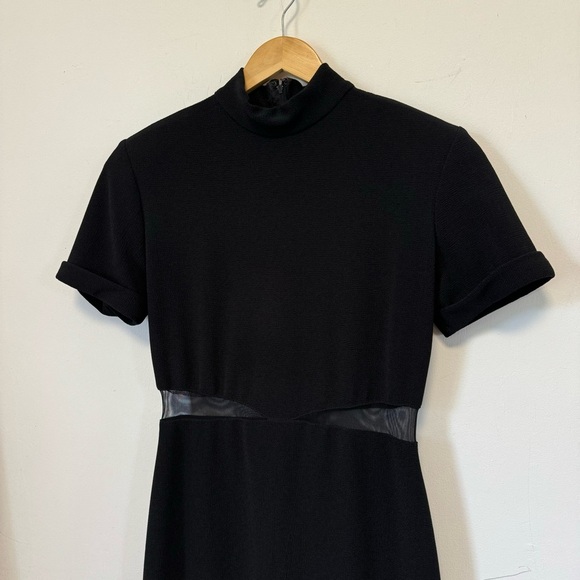 Vintage Black Mesh Cutout Maxi Dress 80s 90s Long Black Tie Gown Womens Medium - Picture 5 of 10